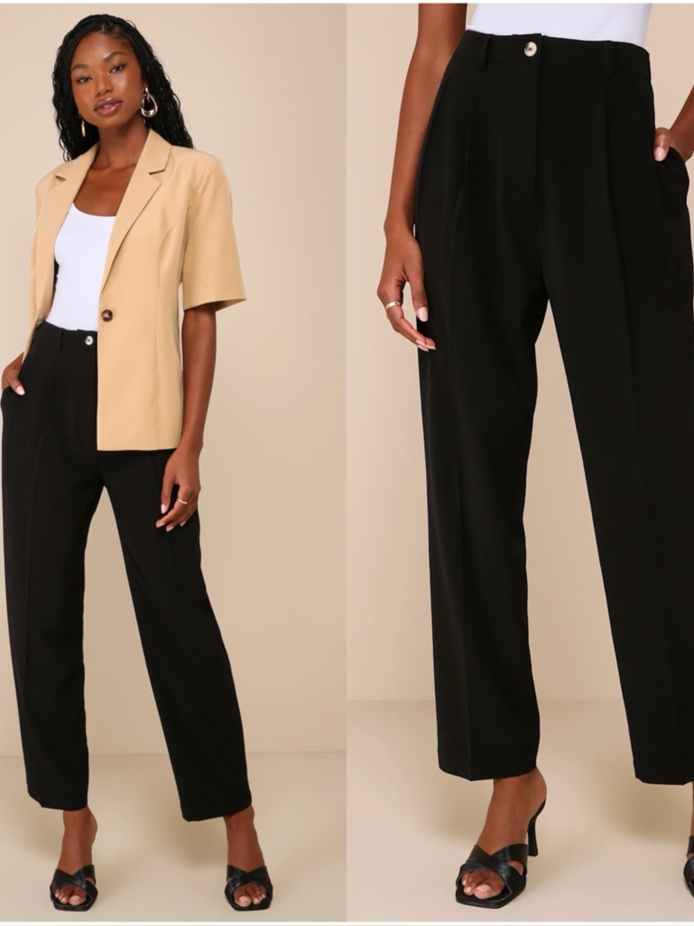 LULU'S Sophisticated Company Black Straight Leg Trouser Pants